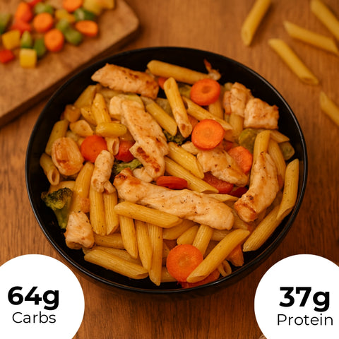 6. Nudeln mit Hähnchenbrust und gebratenem Gemüse