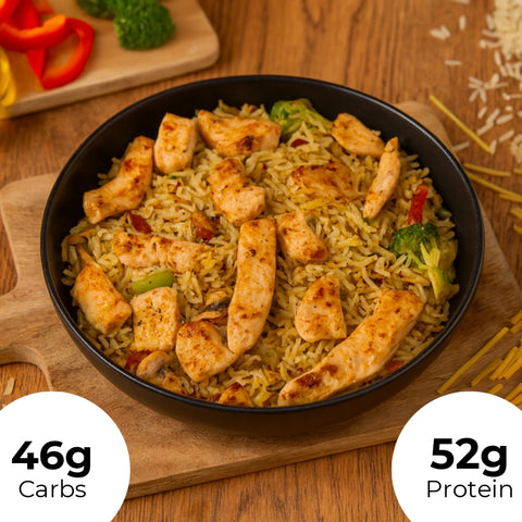 1. Gemüsepfanne mit Hähnchen und Reis