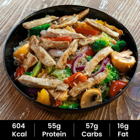 1. Gemüsepfanne mit Hähnchen und Reis