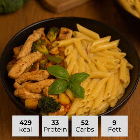 6. Nudeln mit Hähnchenbrust und gebratenem Gemüse