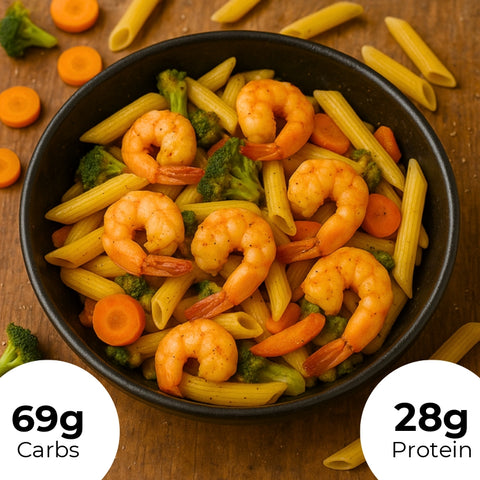 8. Nudeln mit Garnelen und gebratenem Gemüse