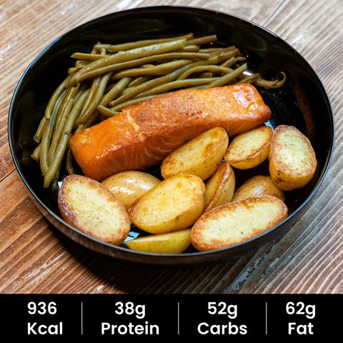 15. Lachs mit Rosmarinkartoffeln und Bohnen