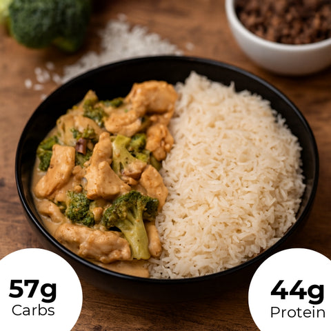 20. Reis mit Brokkoli und Hähnchen in Sahnesauce