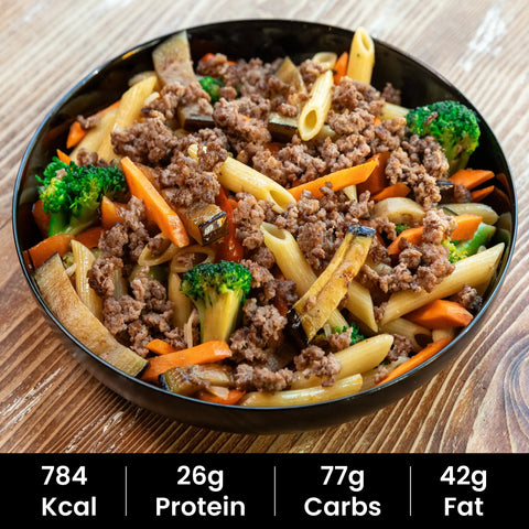 5. Nudeln mit Hackfleisch und gebratenem Gemüse